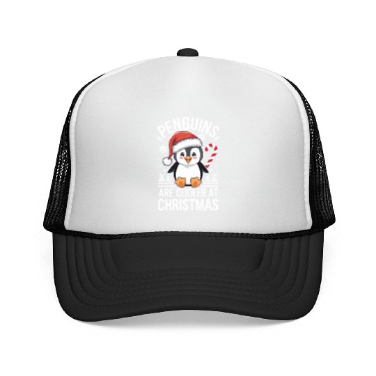 Penguins Are Cooler At Christmas Trucker Caps