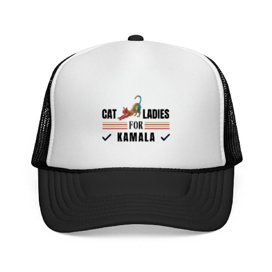 Cat Ladies For Kamala Harris, US 2024 Elections Trucker Caps