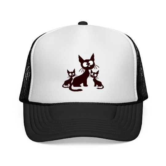 Crazy Cats Family Mom Dad 2 Small Cute Kids Babies Trucker Caps