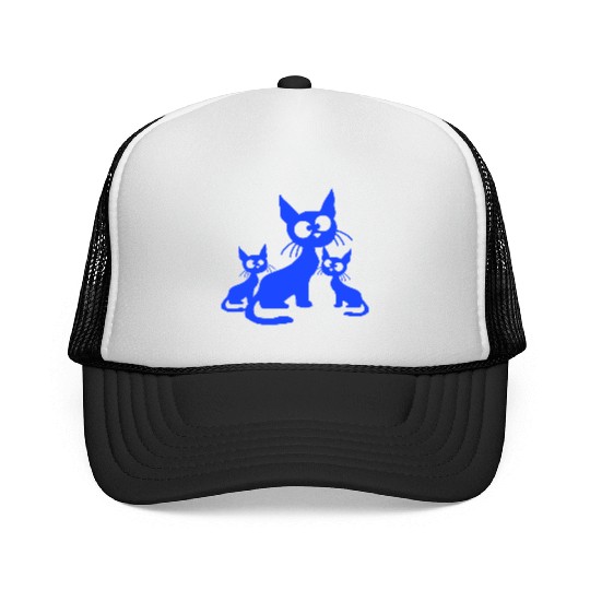 Crazy Cats Family Mom Dad 2 Small Cute Kids Babies Trucker Caps