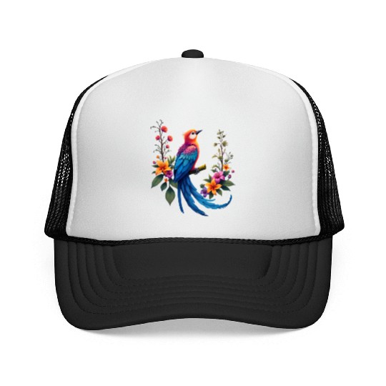 Fantastical Bird Of Paradise Painting Trucker Caps