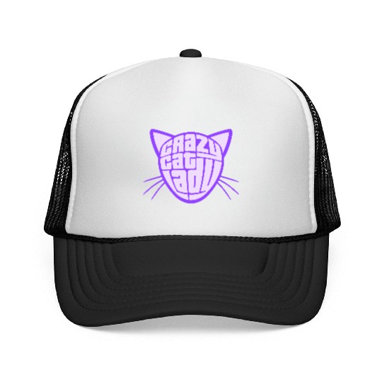 Crazy Cat Lady Text Love Saying Quote Weird Woman Trucker Caps