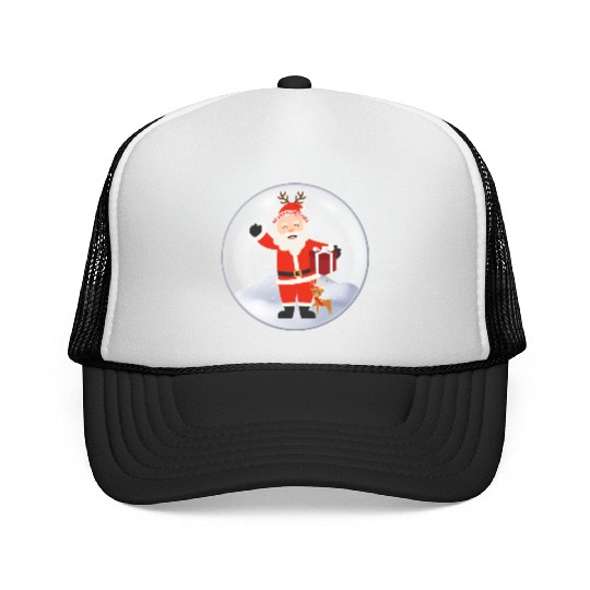Santa’s Joy: Christmas Snow Globe Trucker Caps