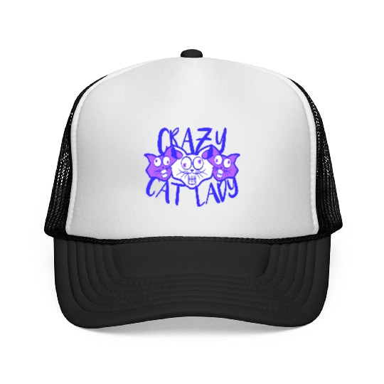 Crazy Cat Lady Text Love Saying Quote Weird Woman Trucker Caps