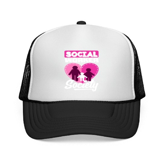 Social Worker Society Heart Family Trucker Caps