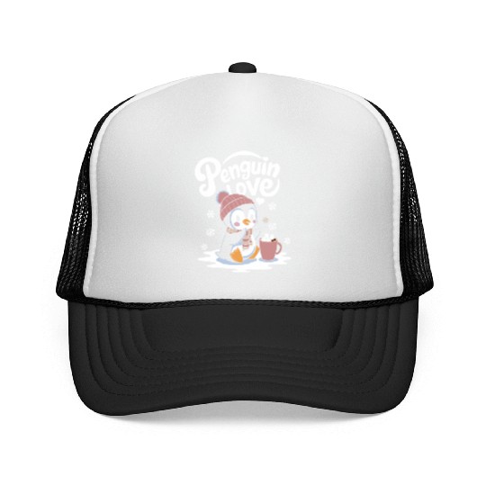 Penguin Love Winter Wonderland Cozy Vibes Trucker Caps