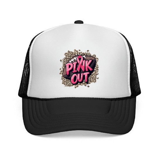 Pink Out Breast Cancer Football Coquette Bow Mom Trucker Caps