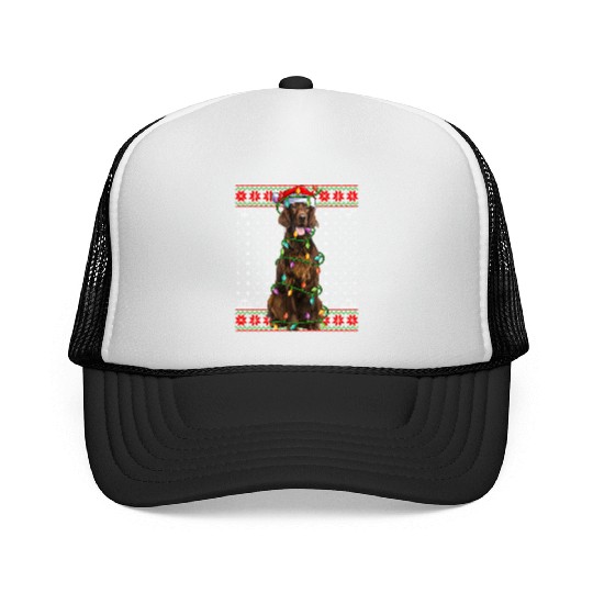 Irish Setter Dog Ugly Christmas Lights Trucker Caps