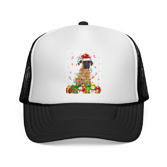 Mastiff Dog Christmas Lights Trucker Caps