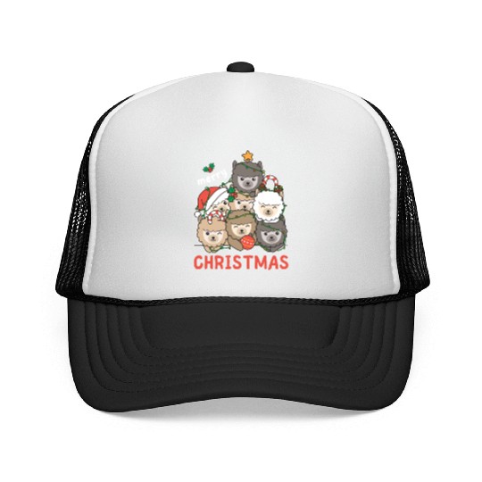 Alpaca Christmas Tree Merry Christmas Trucker Caps