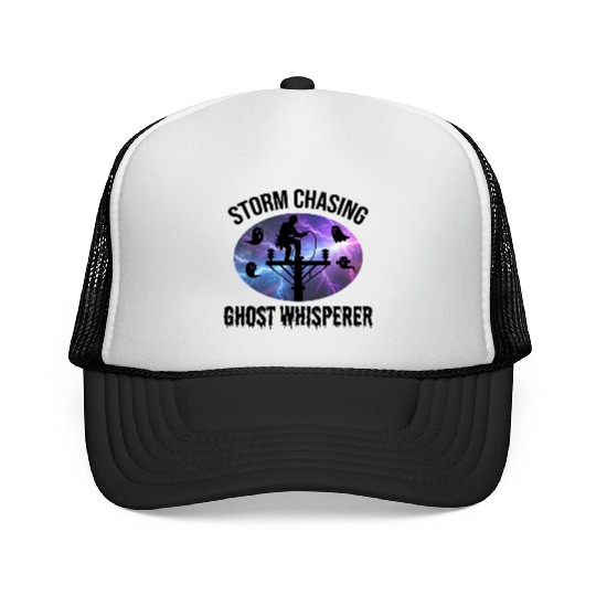 Storm Chasing Ghost Whisperer – Lineman Halloween Trucker Caps