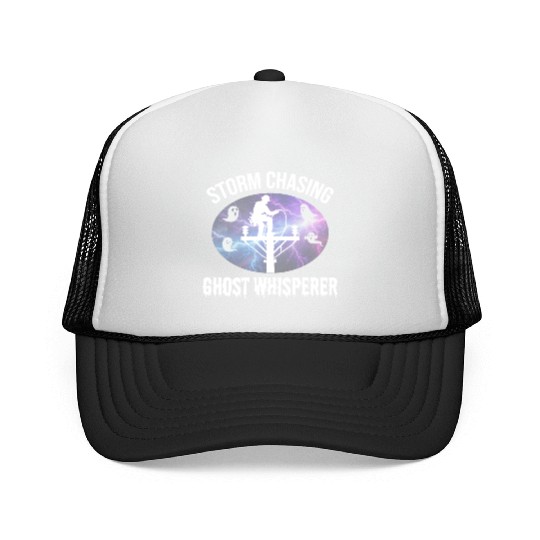 Storm Chasing Ghost Whisperer – Lineman Halloween Trucker Caps