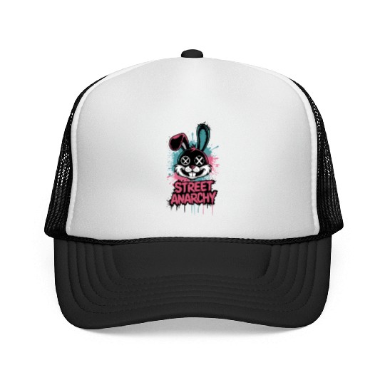 Street Anarchy Graffiti Bunny – Edgy Street Art Trucker Caps