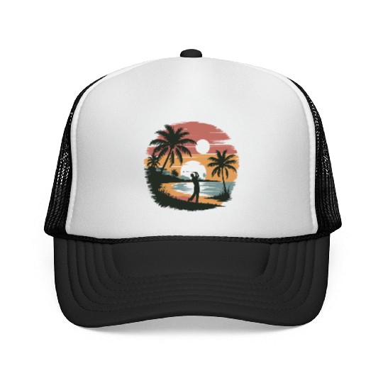 Coastal Golf Silhouette | Seaside Sun and Sports Trucker Caps