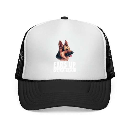 Ears Up System Armed German Shepherd Dog Trucker Caps