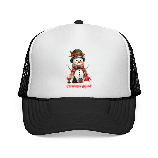 Snowman Christmas Family Gathering Trucker Caps