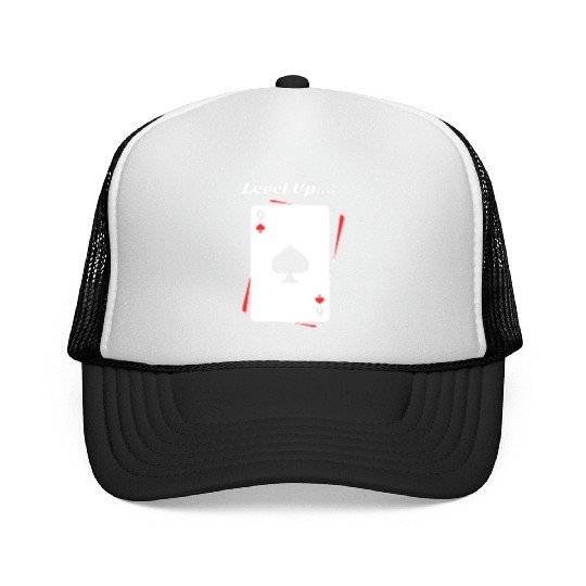 BLACK Men Trucker Caps For Game Card lovers - LEVEL UP