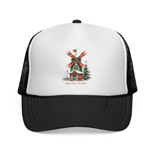 Small Town Christmas Windmill Trucker Caps