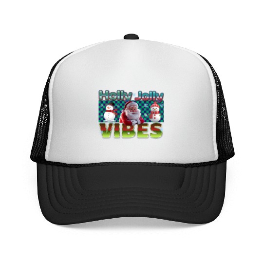 Holly Jolly Vibes Christmas Design Trucker Caps
