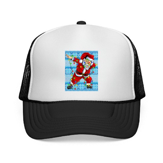 Dabbing Santa Christmas Tree Lights Trucker Caps