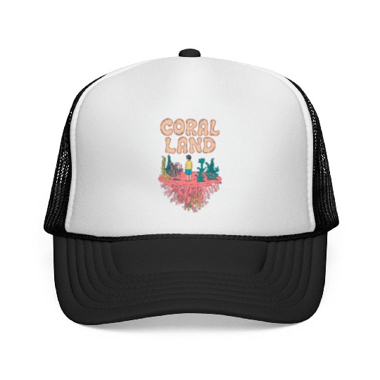 Rainbow Coral Land Trucker Caps