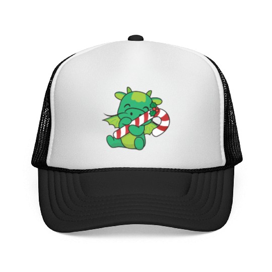 Dragon Christmas Candy Cane Cute Dragon Trucker Caps
