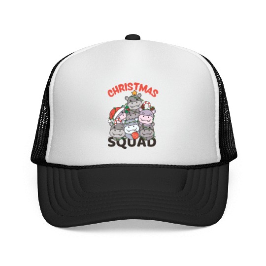 Hippo Christmas Tree Christmas Squad Hippos Trucker Caps