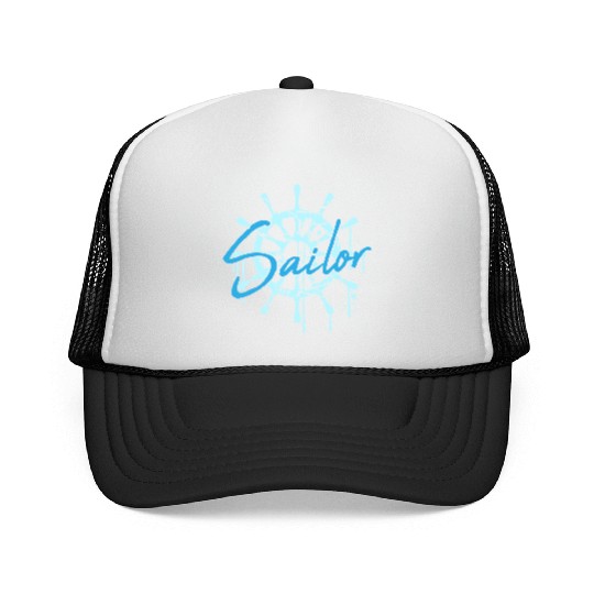 Sailor Ship Steering Wheel Graffiti Drops Sailing Trucker Caps