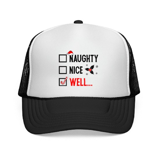 Naughty or Nice Funny Christmas Trucker Caps