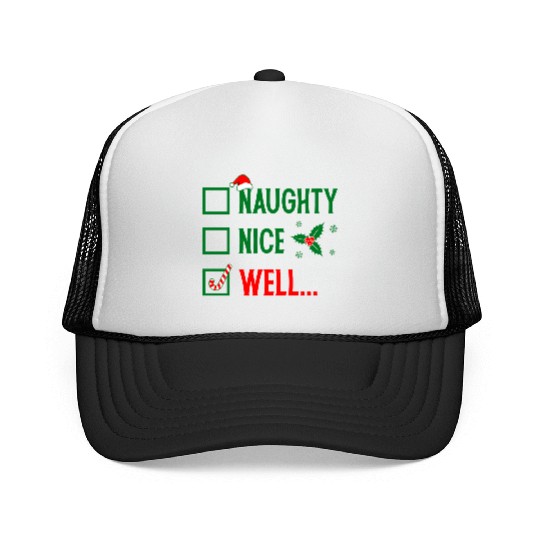 Naughty or Nice Funny Christmas Trucker Caps