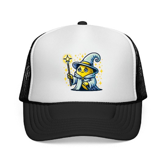 Cute Wizard Lemon with Magic Wand Trucker Caps