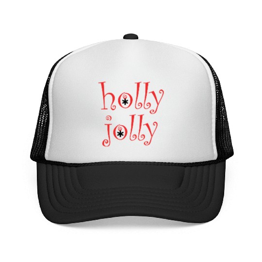 Whimsical Holly Jolly Font Design Trucker Caps