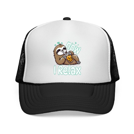 funny quote gift idea bubble tea boba sloth design Trucker Caps