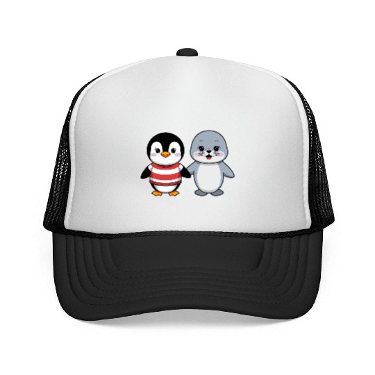 Penguin and Seal Friends Trucker Caps