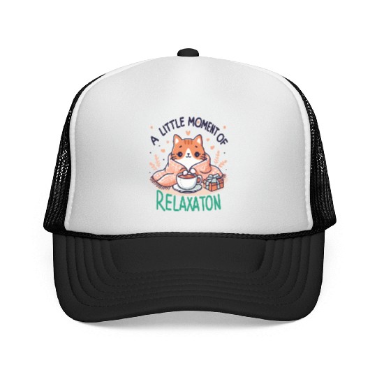 gift idea funny quote relaxation design kawaii cat Trucker Caps