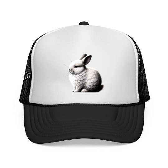 Minimal Whiskers - Peaceful Bunny Art by TSQ Trucker Caps