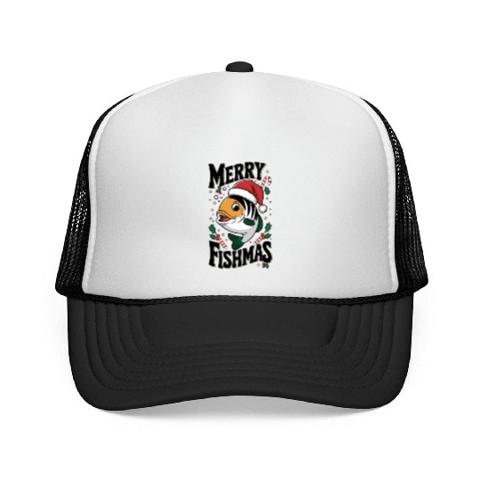 "Merry Fishmas Trucker Caps - Funny Christmas Fish