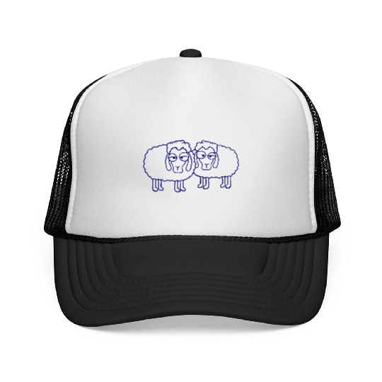 2 Sheep Tired Bored Look Team Sweet Crew Friends Trucker Caps