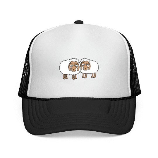 2 Sheep Tired Bored Look Team Sweet Crew Friends Trucker Caps