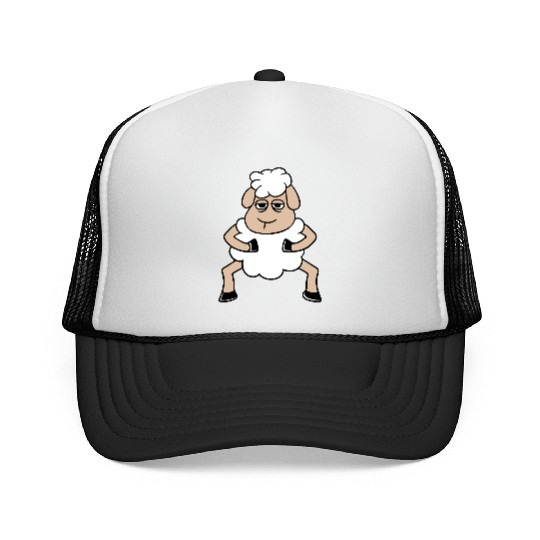 Sheep Tired Bored Look Standing Cute Cool Cartoon Trucker Caps