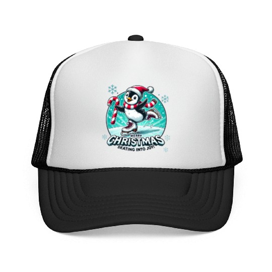 Penguin Ice Skating Christmas Fun Trucker Caps