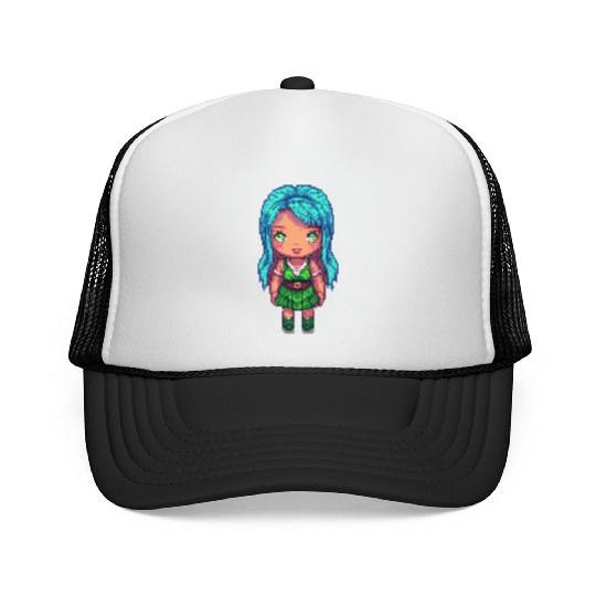Mystic Emerald Sprite - Pixel Art Design Trucker Caps
