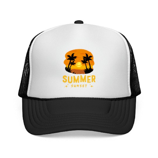 Golden Horizons: Summer Sunset Design Trucker Caps