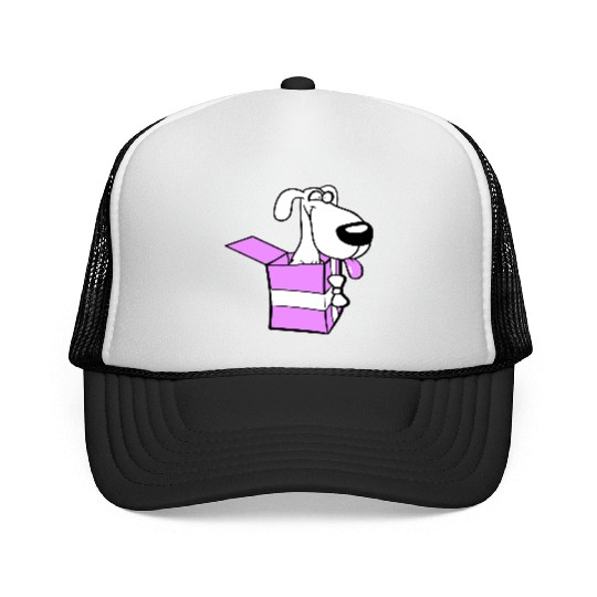 Dog Pet Gift Box Funny Crazy Surprise Fun Puppy Trucker Caps