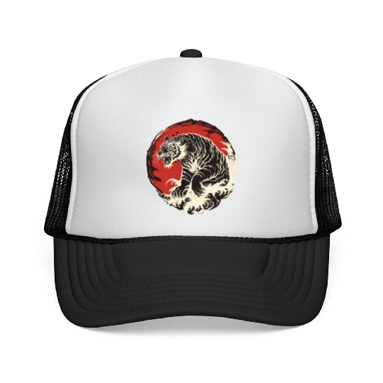 Japanese tiger with wave Trucker Caps