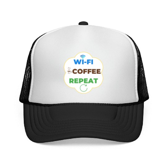 Wi Fi Coffee Repeat Trucker Caps
