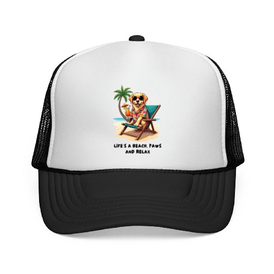 Golden Retriever Beach Vibes Trucker Caps
