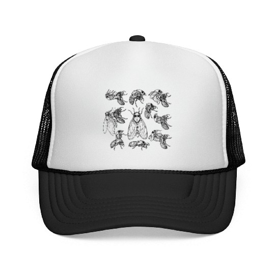 Cicadas Life Cycle Vintage Science Cicada Bug Trucker Caps