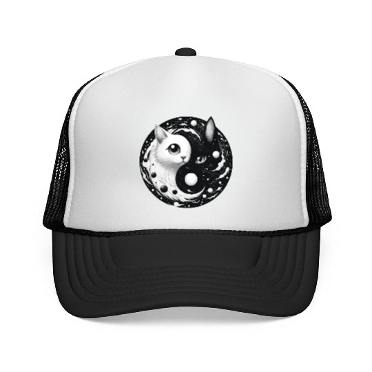 Ying and Yang Cats Asian Meditation Gift Idea Trucker Caps