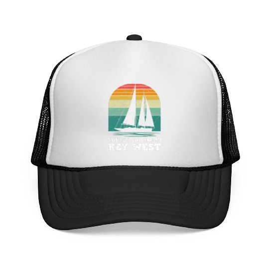 Florida SUNSET SAILING IN KEY-WEST Trucker Caps